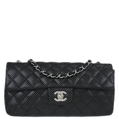 Chanel Black Perforated Lambskin East West Shoulder Bag
