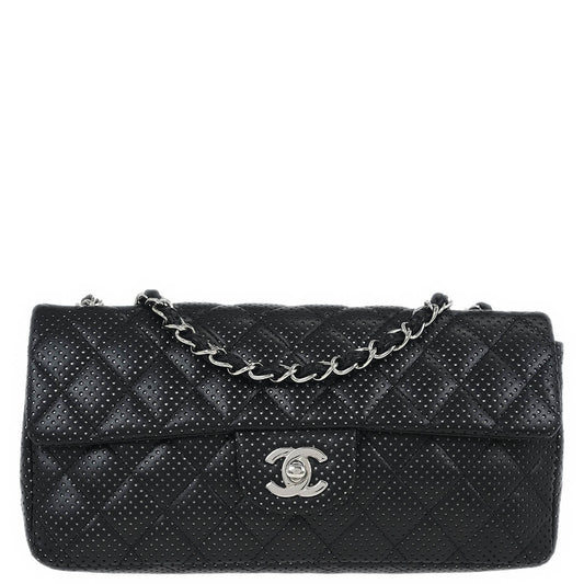 Chanel Black Perforated Lambskin East West Shoulder Bag