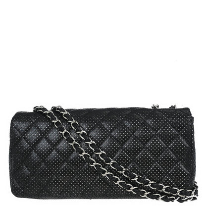 Chanel Black Perforated Lambskin East West Shoulder Bag