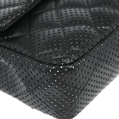 Chanel Black Perforated Lambskin East West Shoulder Bag