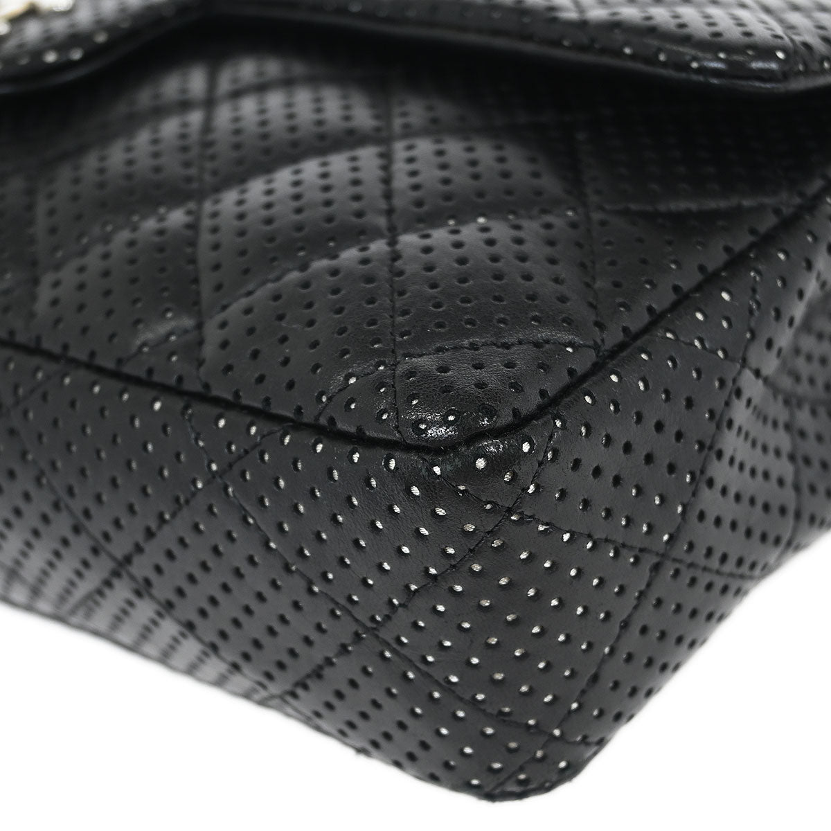 Chanel Black Perforated Lambskin East West Shoulder Bag