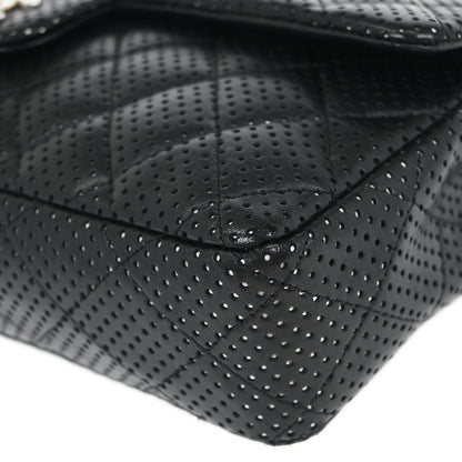Chanel Black Perforated Lambskin East West Shoulder Bag