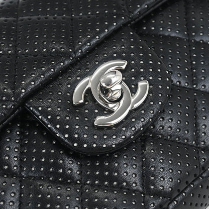 Chanel Black Perforated Lambskin East West Shoulder Bag