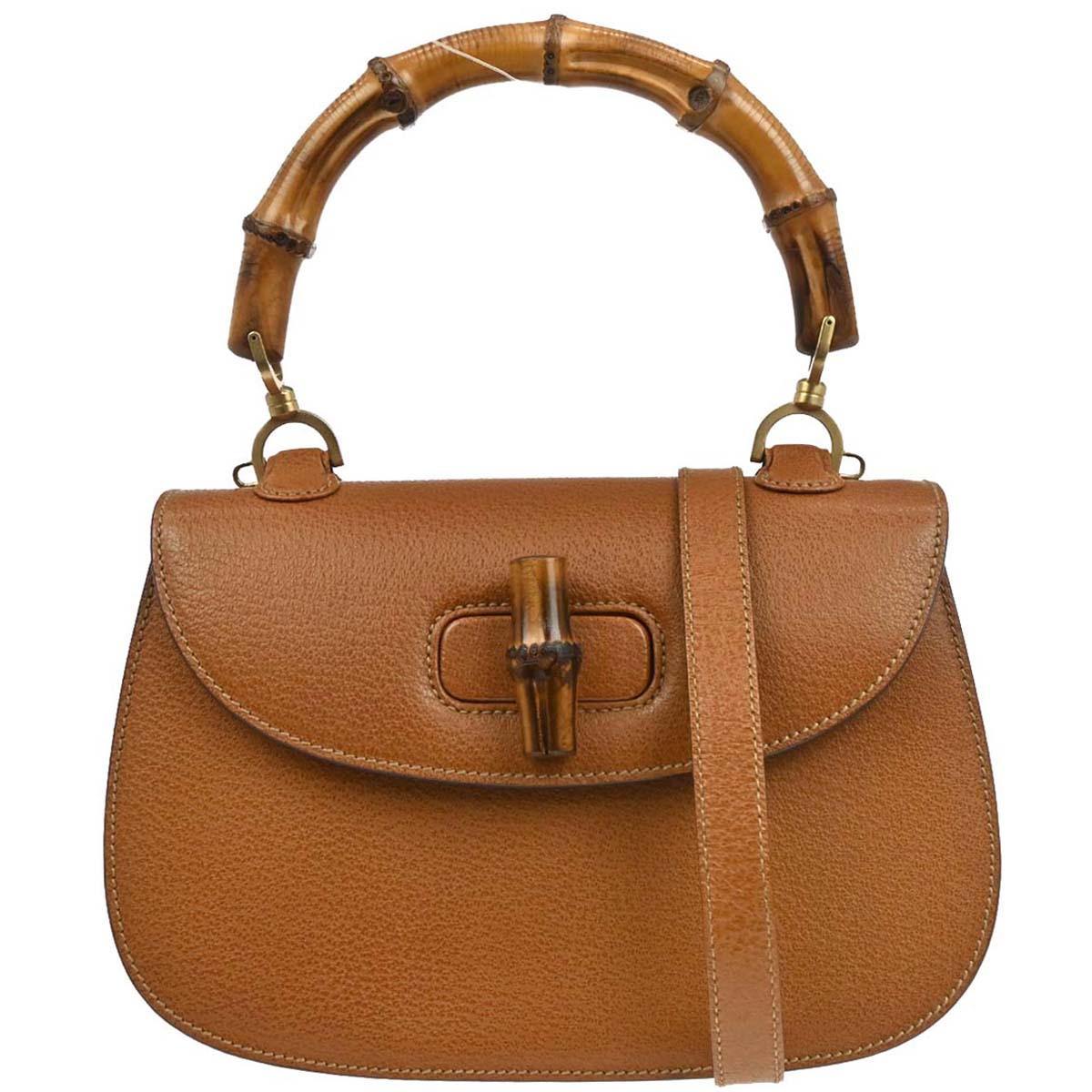 Gucci Brown Pigskin Bamboo Handbag