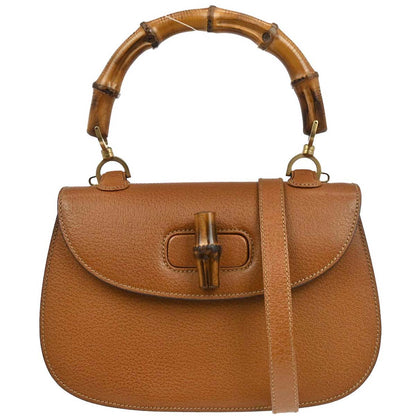Gucci Brown Pigskin Bamboo Handbag