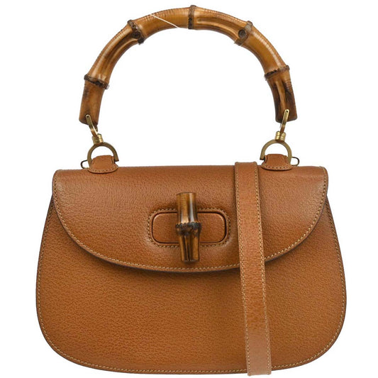 Gucci Brown Pigskin Bamboo Handbag