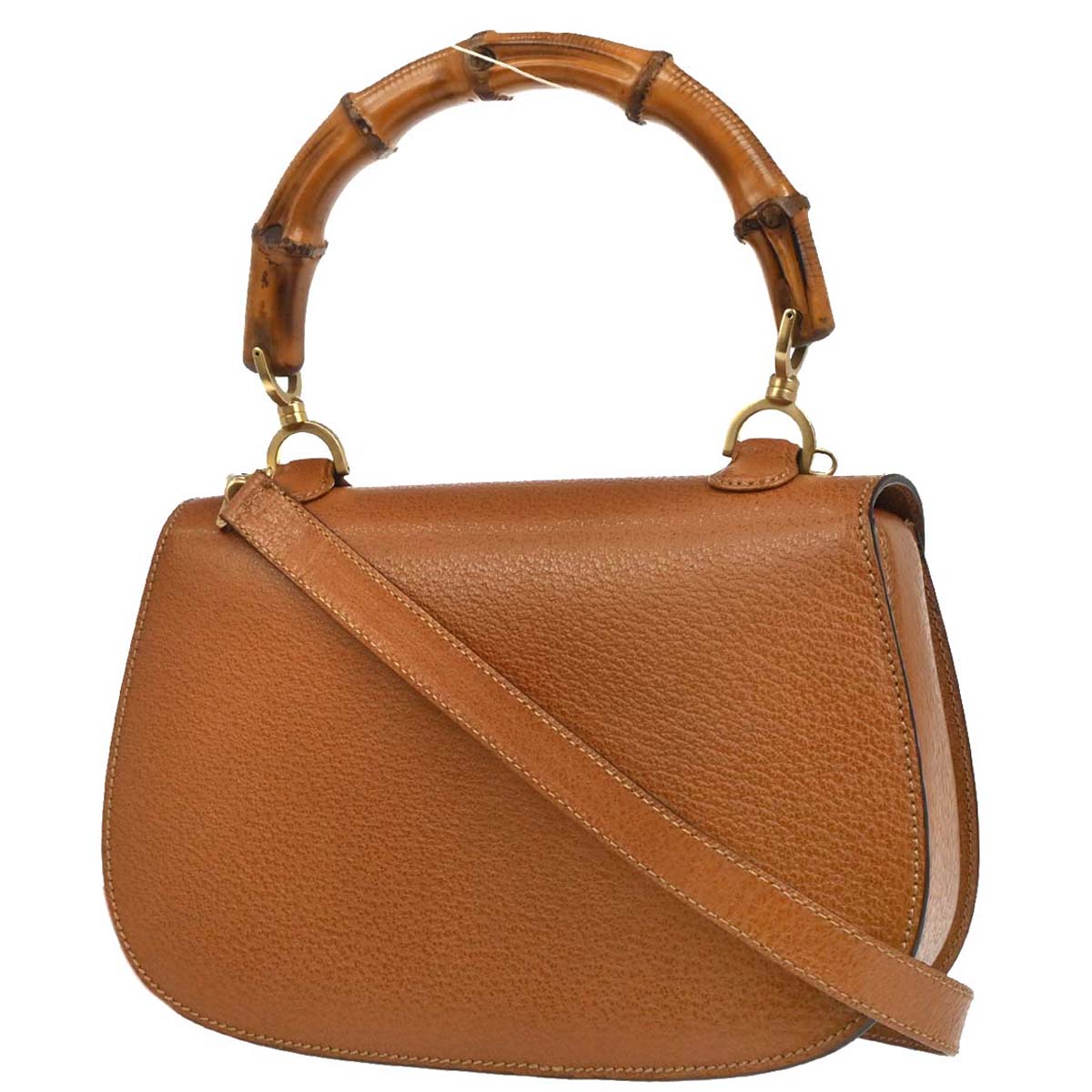 Gucci Brown Pigskin Bamboo Handbag