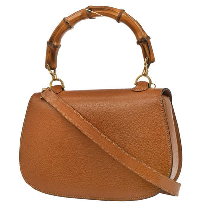 Gucci Brown Pigskin Bamboo Handbag