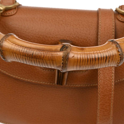 Gucci Brown Pigskin Bamboo Handbag