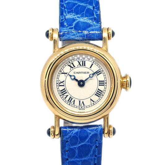 Cartier * Mini Diabolo Ref.1470 Quartz Watch 18KYG Crocodile Blue