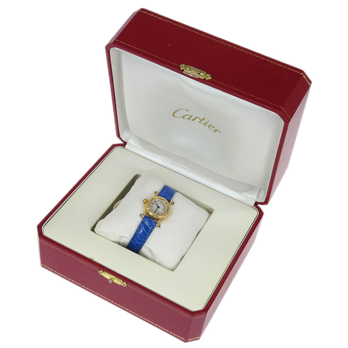 Cartier * Mini Diabolo Ref.1470 Quartz Watch 18KYG Crocodile Blue