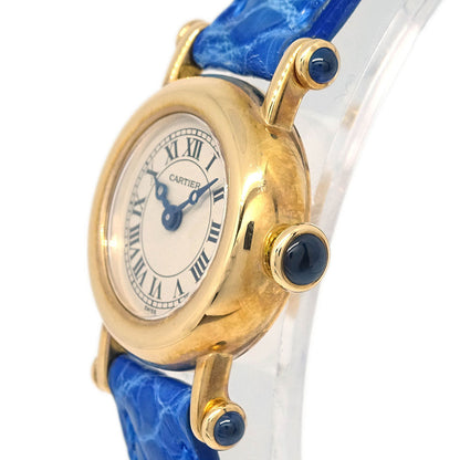 Cartier * Mini Diabolo Ref.1470 Quartz Watch 18KYG Crocodile Blue