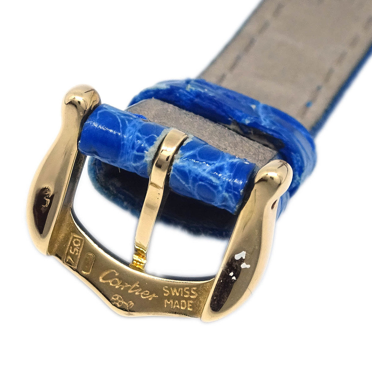 Cartier * Mini Diabolo Ref.1470 Quartz Watch 18KYG Crocodile Blue