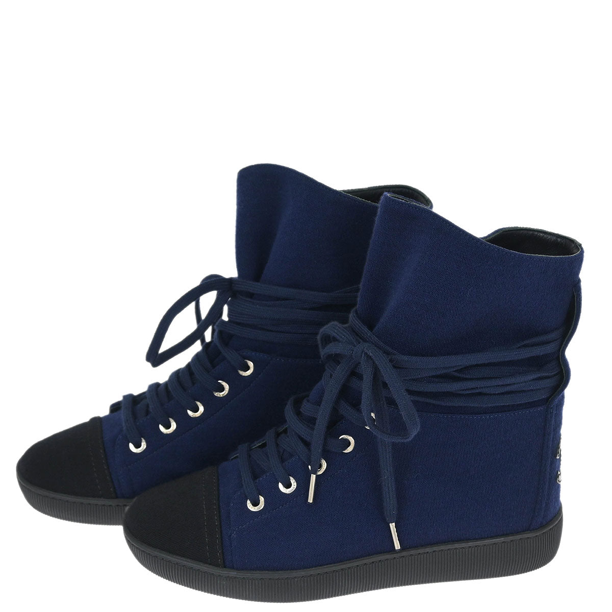 Chanel * Navy Sneakers Shoes T G30136 #36