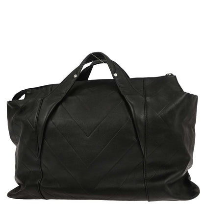 Chanel Black Lambskin Chevron Duffle Handbag