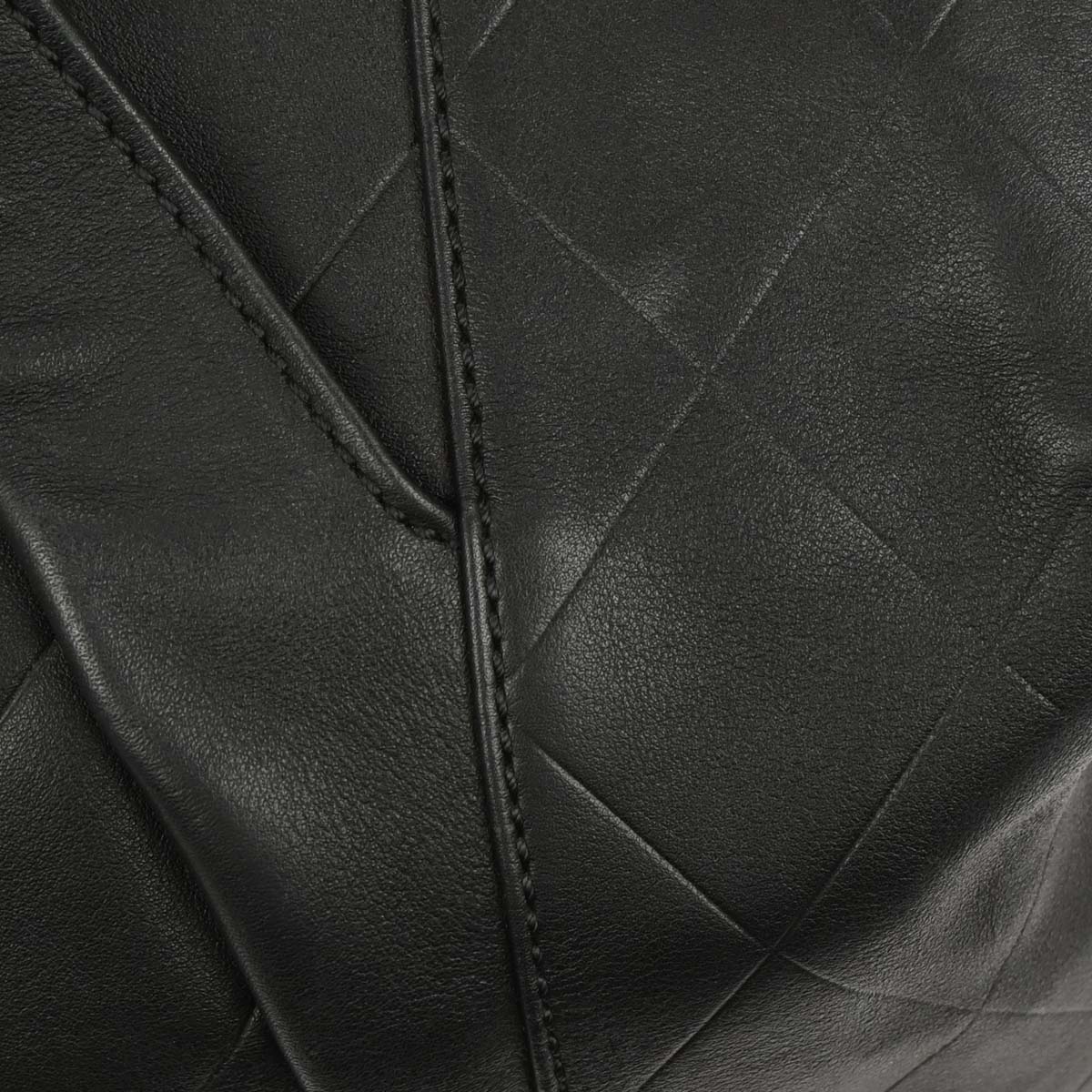 Chanel Black Lambskin Chevron Duffle Handbag