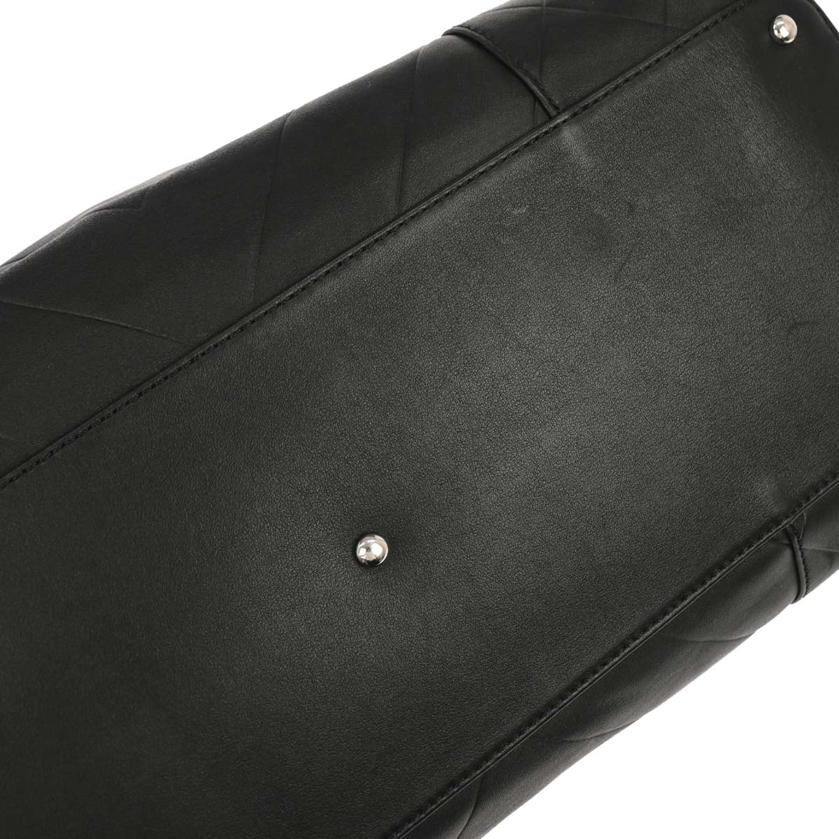 Chanel Black Lambskin Chevron Duffle Handbag