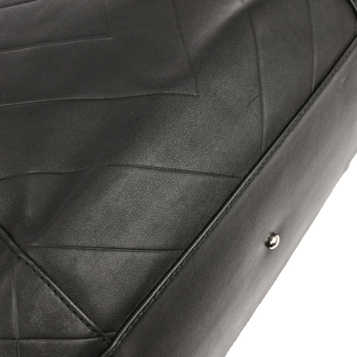 Chanel Black Lambskin Chevron Duffle Handbag