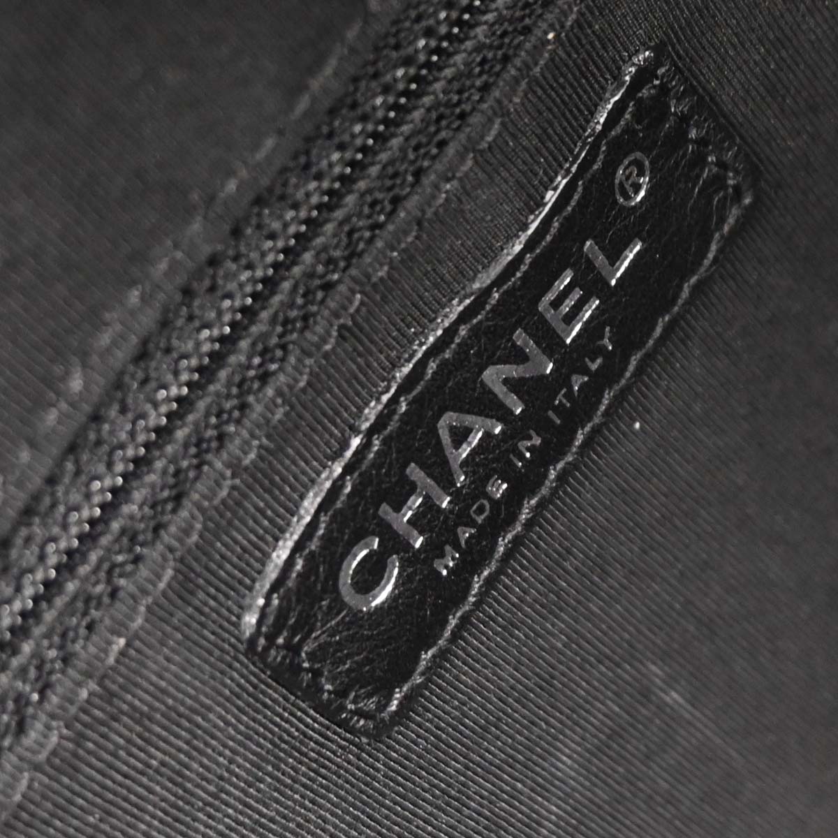Chanel Black Lambskin Chevron Duffle Handbag