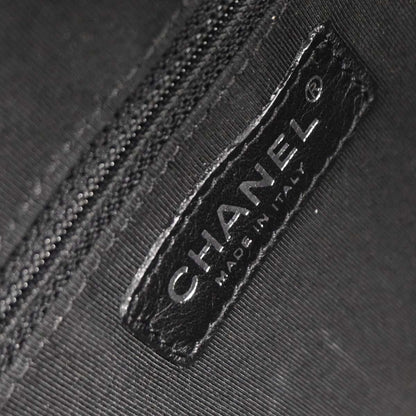 Chanel Black Lambskin Chevron Duffle Handbag