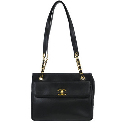 Chanel 1994-1996 Black Caviar Shoulder Tote Bag