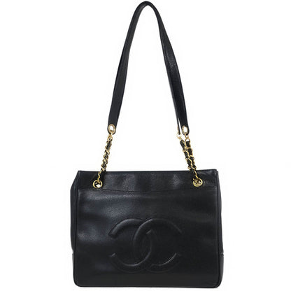 Chanel 1994-1996 Black Caviar Shoulder Tote Bag