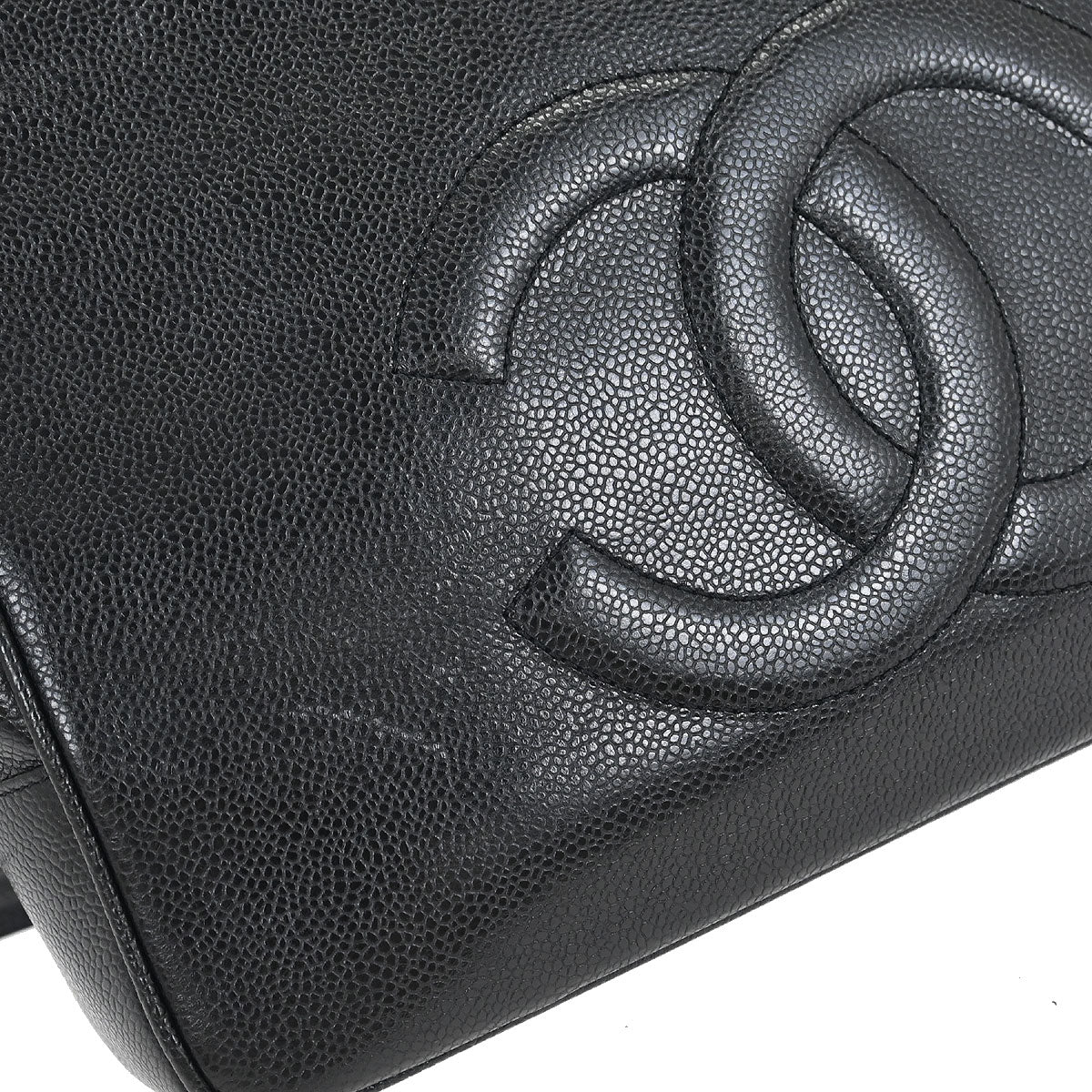 Chanel 1994-1996 Black Caviar Shoulder Tote Bag