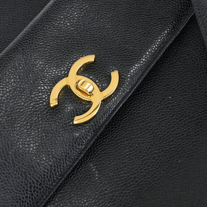 Chanel 1994-1996 Black Caviar Shoulder Tote Bag