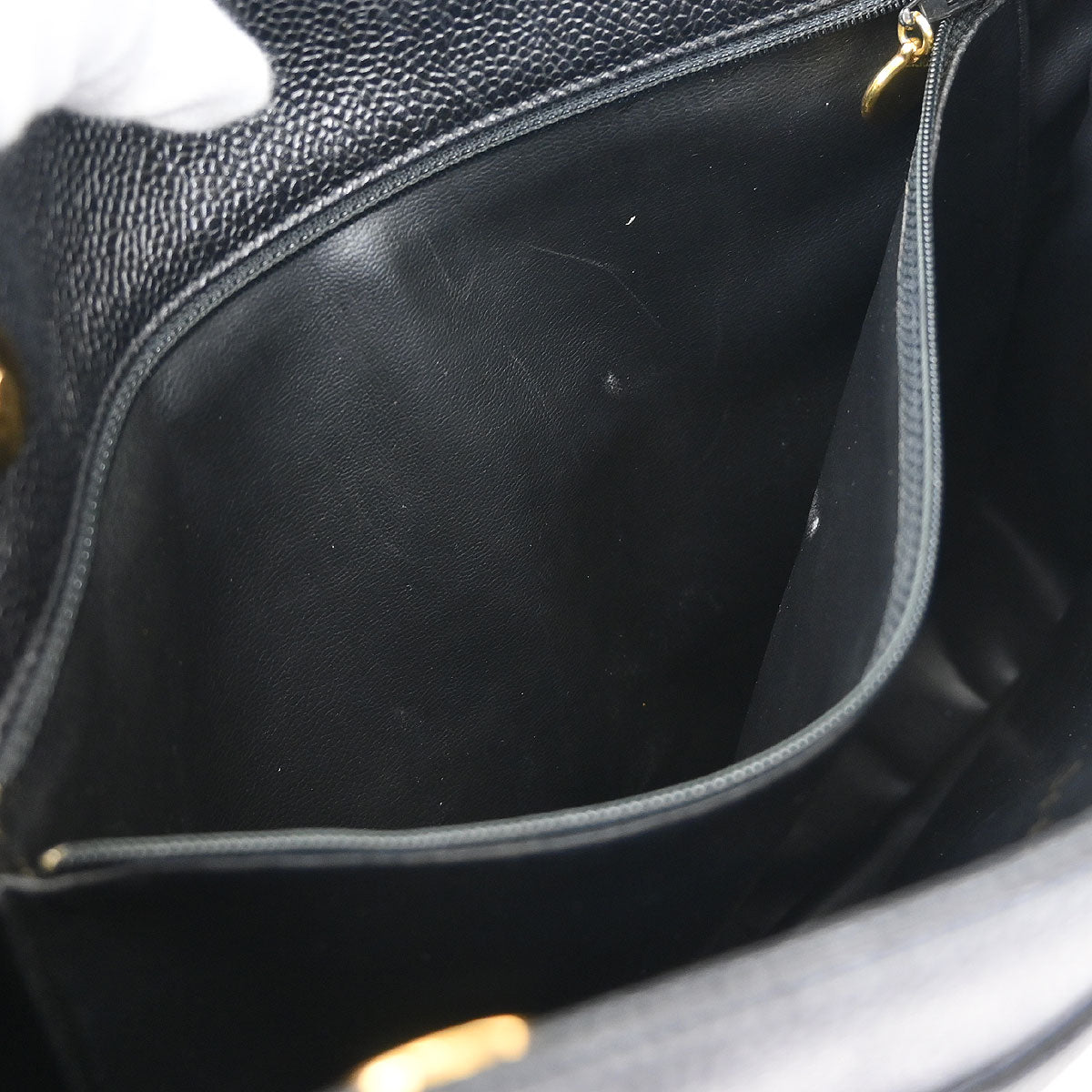 Chanel 1994-1996 Black Caviar Shoulder Tote Bag