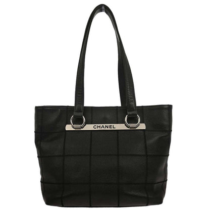 Chanel Black Caviar Choco Bar Tote Handbag