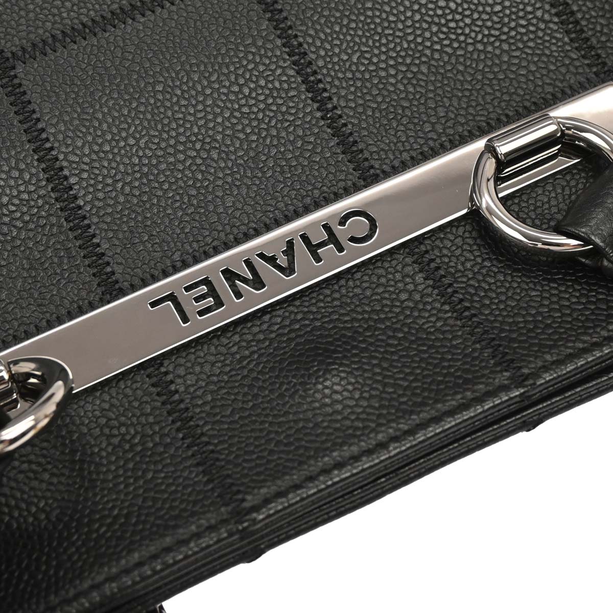 Chanel Black Caviar Choco Bar Tote Handbag