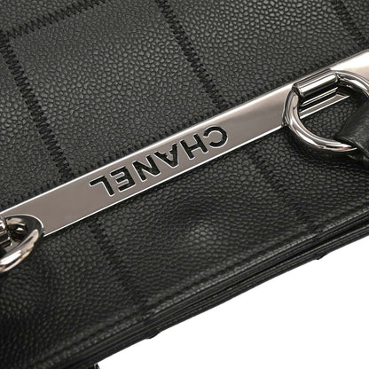 Chanel Black Caviar Choco Bar Tote Handbag