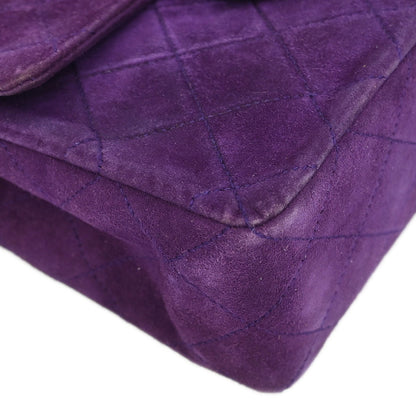 Chanel Purple Suede Mini Classic Square Flap Shoulder Bag