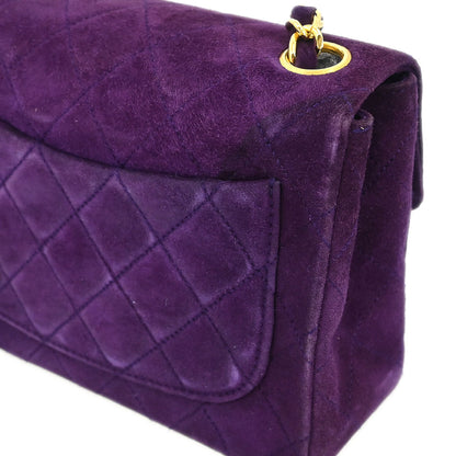 Chanel Purple Suede Mini Classic Square Flap Shoulder Bag