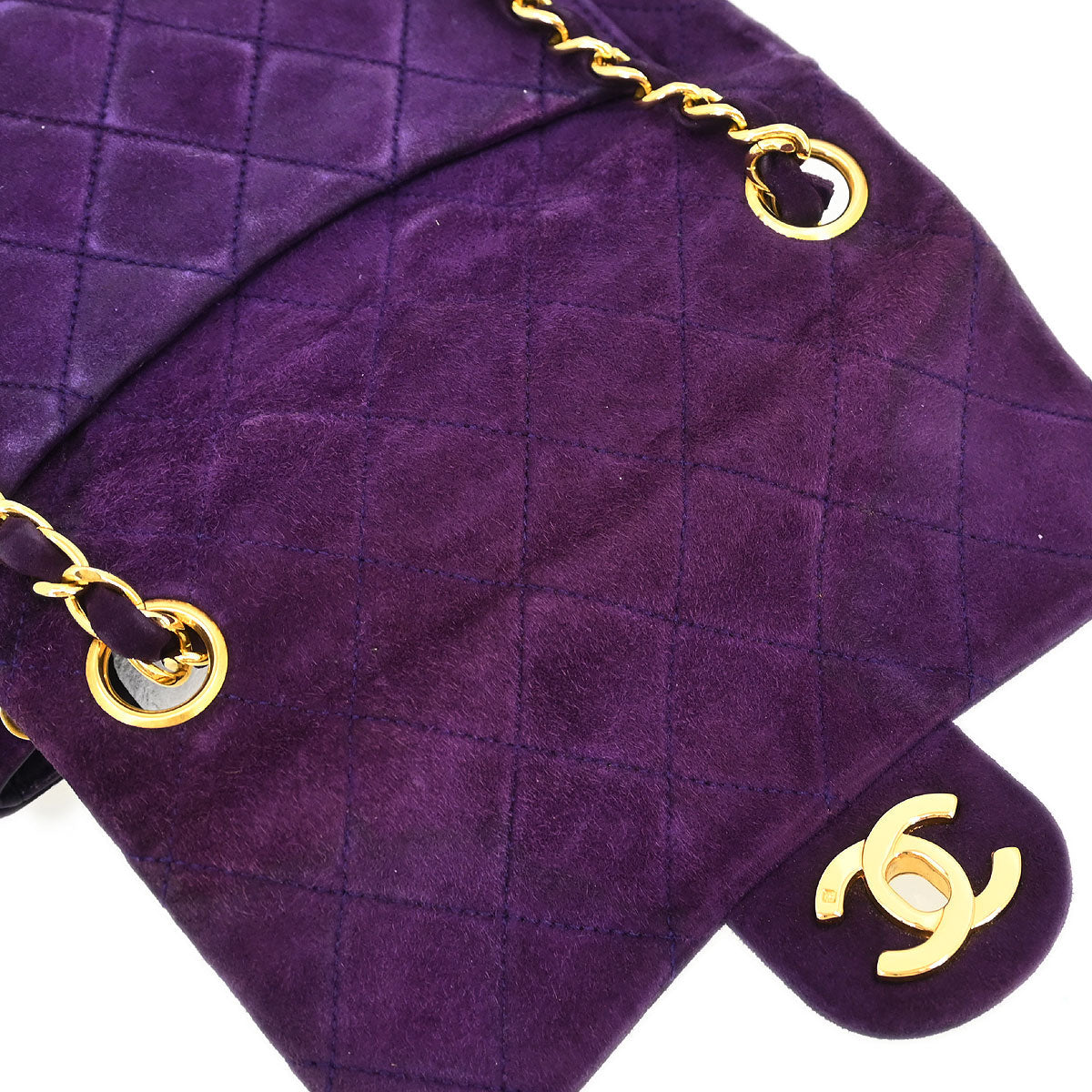 Chanel Purple Suede Mini Classic Square Flap Shoulder Bag