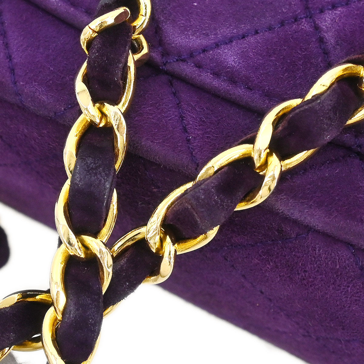 Chanel Purple Suede Mini Classic Square Flap Shoulder Bag