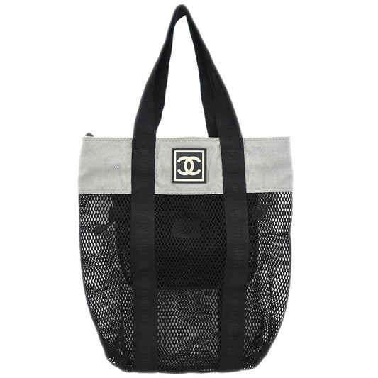 Chanel Black Nylon Sport Line Mesh Tote Handbag
