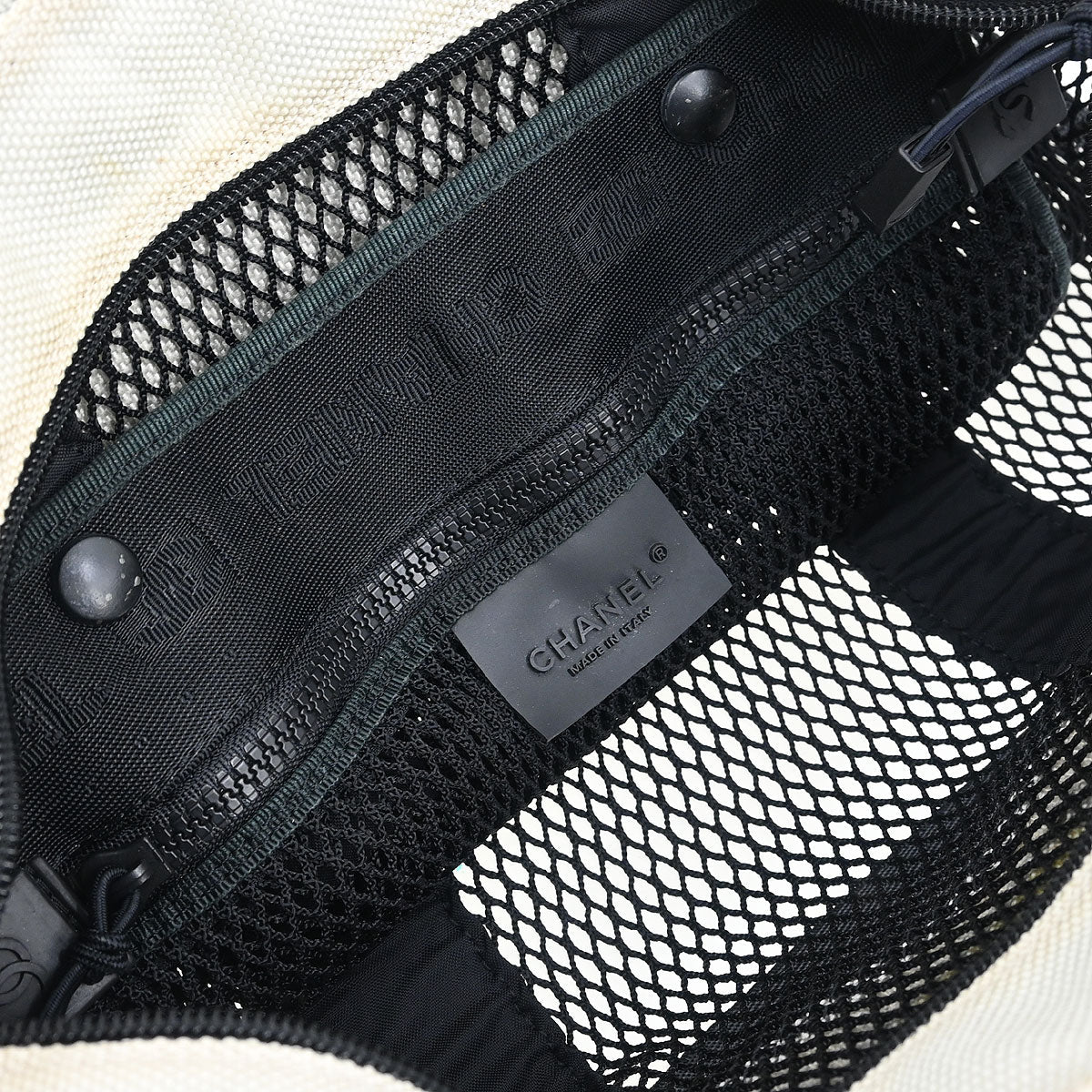 Chanel Black Nylon Sport Line Mesh Tote Handbag