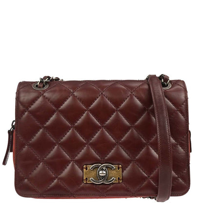 Chanel 2016-2017 Bordeaux Calfskin Day Trip Flap Shoulder Bag