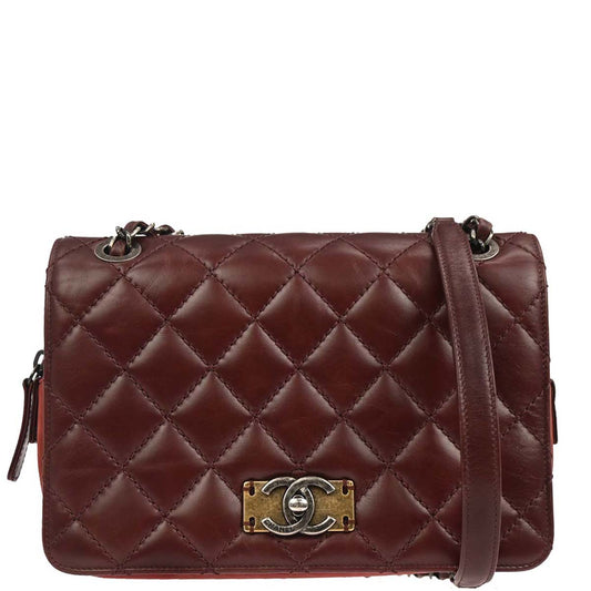 Chanel 2016-2017 Bordeaux Calfskin Day Trip Flap Shoulder Bag
