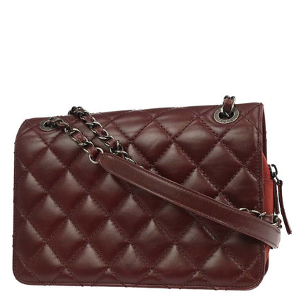 Chanel 2016-2017 Bordeaux Calfskin Day Trip Flap Shoulder Bag