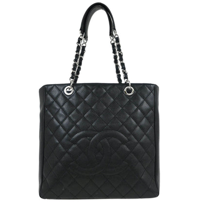 Chanel 2013-2014 Black Caviar Tote Chain Handbag