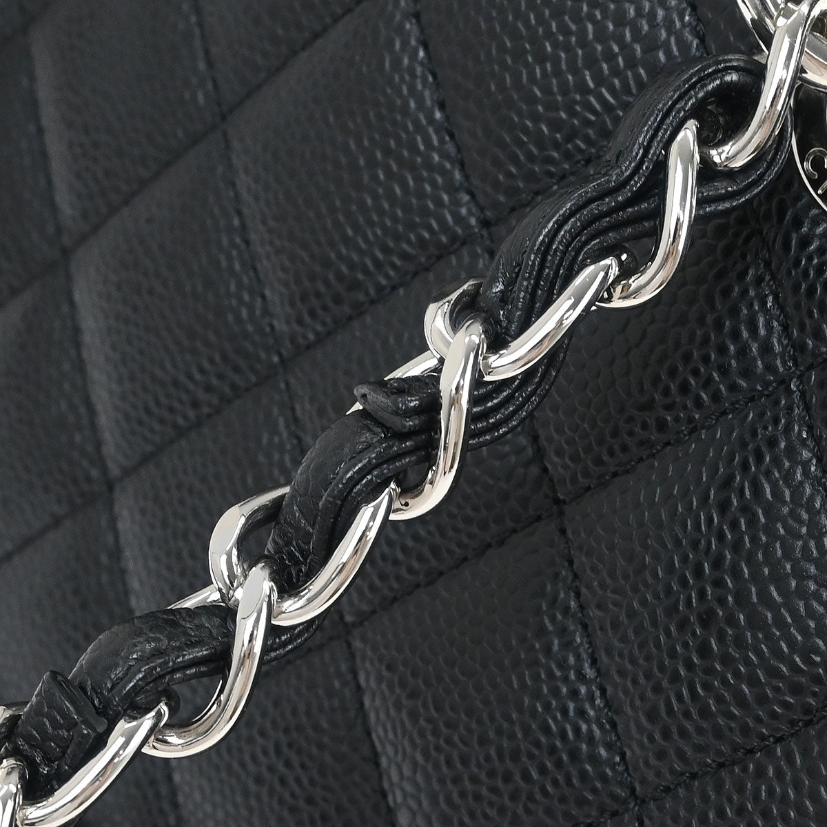 Chanel 2013-2014 Black Caviar Tote Chain Handbag