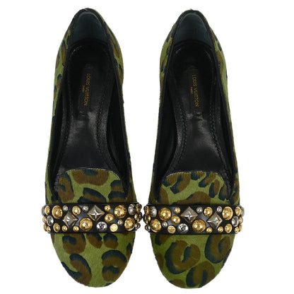Louis Vuitton * 2013 Pony Hair Leopard Print Opera Shoes #36.5