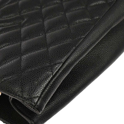 Chanel 2010-2011 Black Caviar Grand Shopping Tote GST Chain Handbag