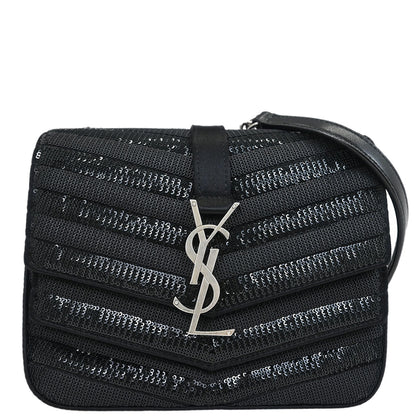 Saint Laurent Black Sequins Sulpice Shoulder Bag