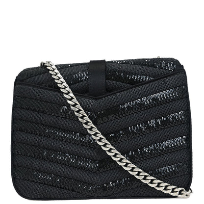 Saint Laurent Black Sequins Sulpice Shoulder Bag