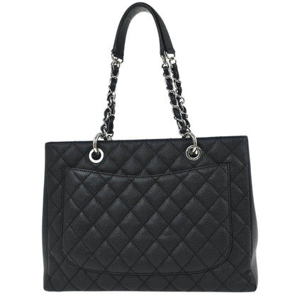 Chanel 2013-2014 Black Caviar Grand Shopping Tote GST Chain Handbag