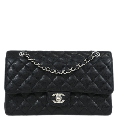 Chanel 2019 Black Calfskin Medium Classic Double Flap Shoulder Bag