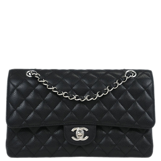 Chanel 2019 Black Calfskin Medium Classic Double Flap Shoulder Bag